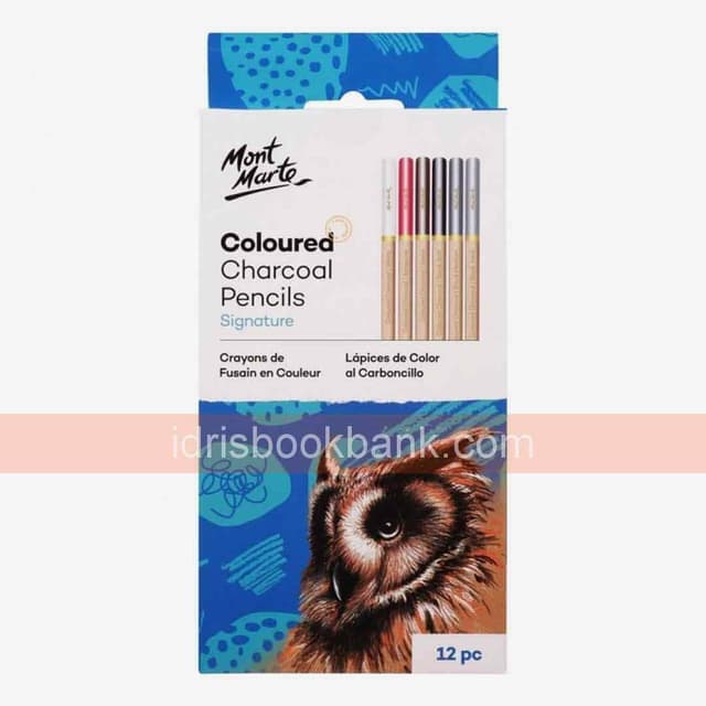 MONT MARTE COLOURES CHARCOAL PENCIL 12PCS